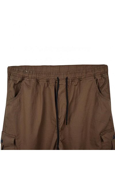 marufshop Ανδρικό παντελόνι Gabardine σε μεγάλο μέγεθος κατάλληλο για βάρος 100 κιλά - 180 κιλά με τσέπη Cargo καφέ