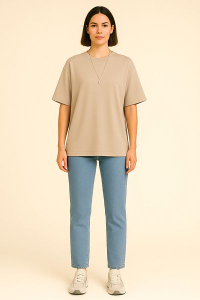INFLUYENTE Women's Oversize Modal Fabric Comfortable Fit Crew Neck Vibrant Color Silky Feel Basic T-Shirt