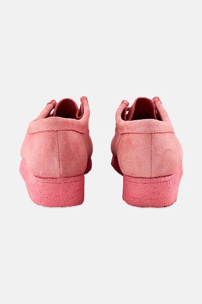 CLARKS Women Standard Wallabee Lace Up Suede Casual Shoes, Bright Pink