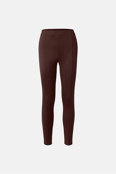 Tchibo Women Regular Fit Plain Pull On Thermal Leggings, Brown
