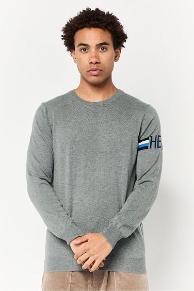 Harmont & Blaine Jeans Men Crew Neck Long Sleeve Knit Sweater, Heather Grey