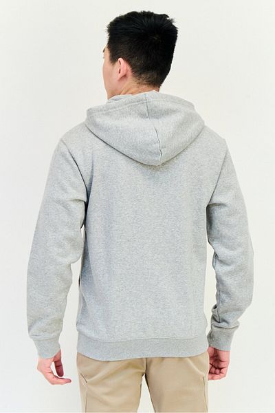 Reebok Men Sportswear Fit Embroidered Logo Long Sleeves Outdoor Hoodie, Grey