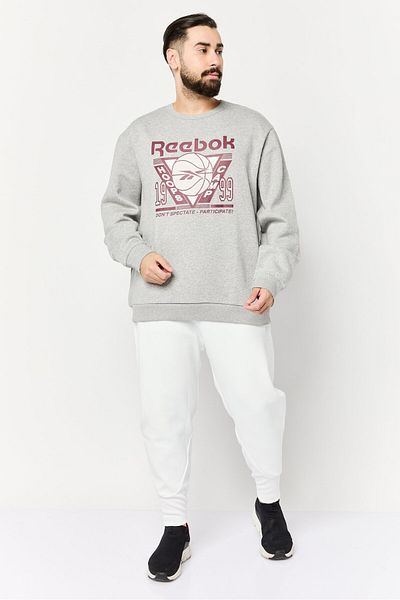 Reebok Men Sportswear Fit Long Sleeves Outdoor Sweatshirt, Light Grey