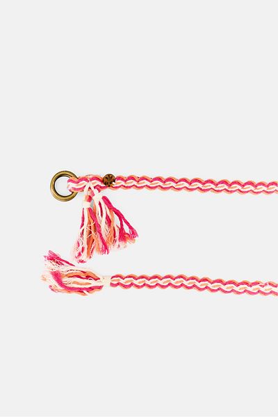 Scotch & Soda Women Cotton Braided Belt With Gold Buckle, Multicolor