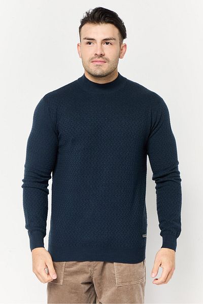Harmont & Blaine Jeans Men Crew Neck Textured Long Sleeves Sweater, Navy