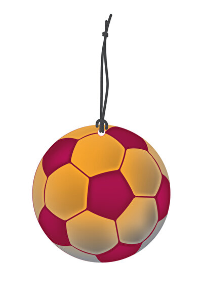 Meröka Sarı Kırmızı Futbol Topu Görselli Dekoratif Oto Kokusu ve Aksesuar Seti