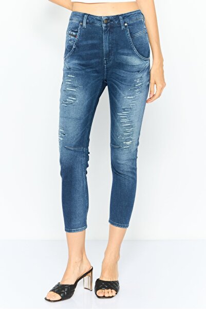 Diesel Women Regular Fit Rip Stretchable Jeans, Blue