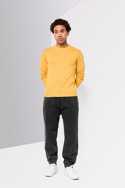 Harmont & Blaine Jeans Men Crew Neck Embroidered Logo Sweater, Mustard