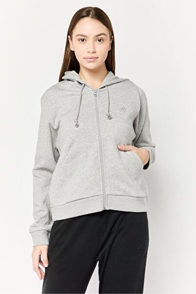 adidas Women Sportswear Fit Long Sleeve Outdoor Hoodie, Grey