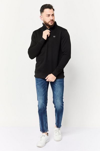 883 Police Men High Neck Brand Logo Long Sleeve Sweatshirt, Black