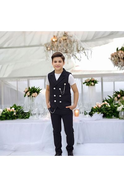 N.S.K NEWSTAR KİDS Boy's Suit with Vest, Badil and Trousers with Accessories