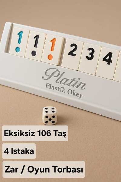 Sever Okey Takımı 106 Taşlı – Renkli Taşlar ve 4 Adet İstaka ile Tam Set – Bez Torbalı Okey Takımı