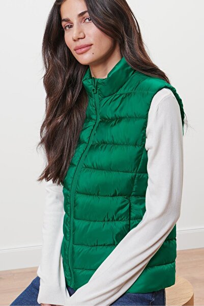 Tchibo Women Quilted Sleeveless Vest Jacket, Green
