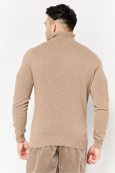 Harmont & Blaine Men Turtle Neck Long Sleeve Brand Logo Sweater, Tan