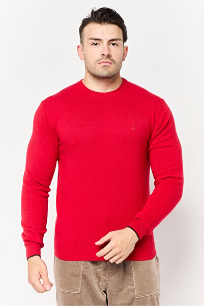 Harmont & Blaine Men Crew Neck Long Sleeve Knit Sweater, Red