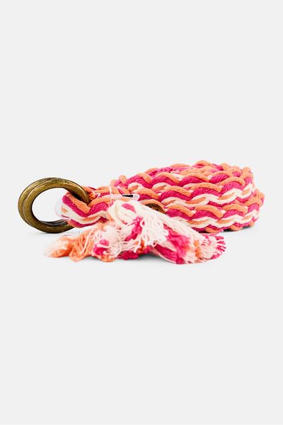 Scotch & Soda Women Cotton Braided Belt With Gold Buckle, Multicolor