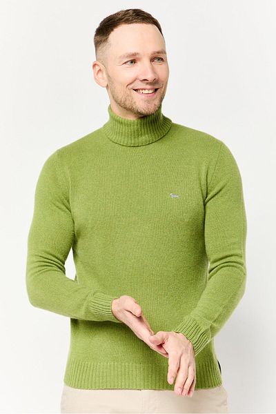 Harmont & Blaine Men Turtle Neck Embroidered Logo Sweater, Green