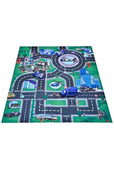 OEM Covor de joaca pentru copii cu 3 masini de Politie, dimensiune 80 x 70 cm