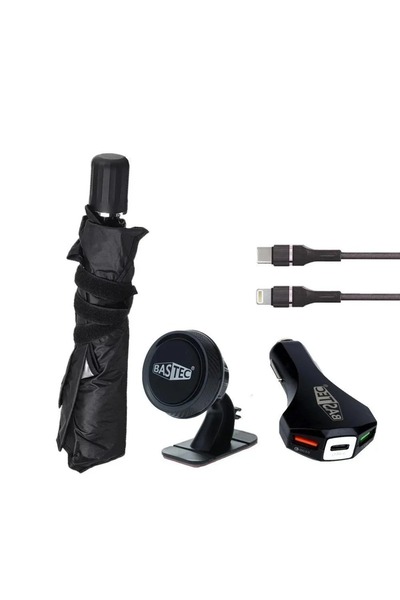 Bastec صندوق سيارة | مظلة سيارة + حامل جوال + شاحن سيارة وكابلين شحن