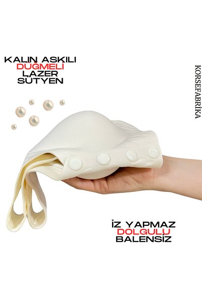 KORSEFABRİKA Laser Front Button Invisible Wire Free Seamless Ghost Bra with Removable Pads