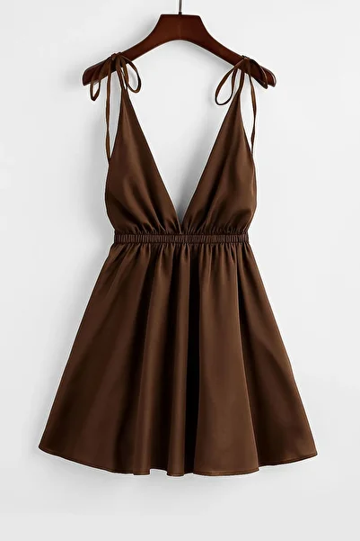 PEMBİŞ HOMEWEAR Donna Layla Brown Satin Nightgown