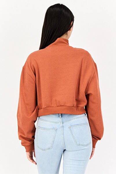 Levi's Women Mock Neck Solid Long Sleeve Sweatshirt, Rust