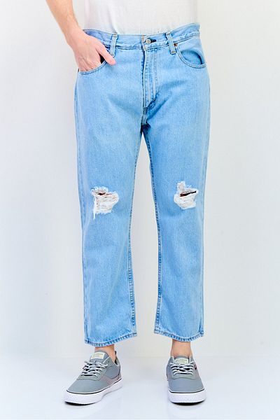 Levi's Men Regular Fit Ripped Straight Leg Non-stretchable Jeans, Light Blue