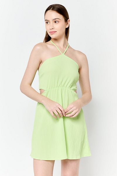 Cropp Women Textured Mini Dress, Lime Green