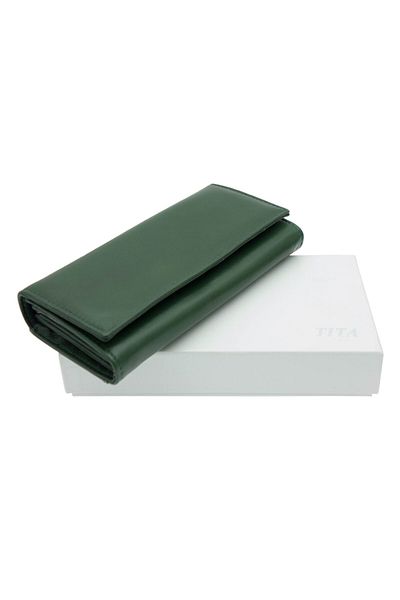 OEM Women's wallet, Green genuine leather, Tita - PR344