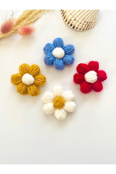 seyranat 4 τεμάχια ασημί μεικτό χρώμα πλεκτό μοτίβο λουλουδιών μαργαρίτας- Δι...