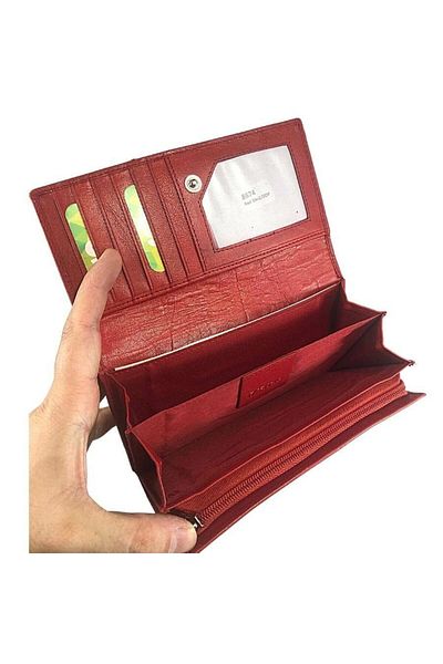 OEM Women's wallet, Genuine leather, 22 x 3 x 11, Red