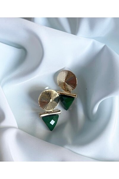 ALİA Yeşil üçgen çelik küpe