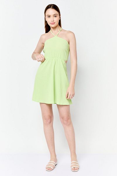 Cropp Women Textured Mini Dress, Lime Green