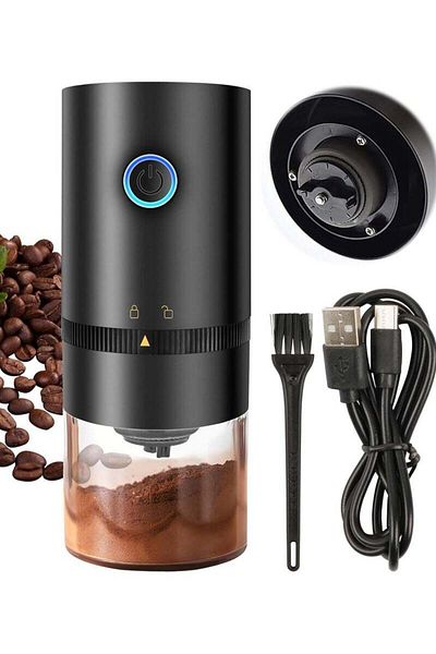 Primo Plus Portable electric coffee grinder rechargeable black USB C
