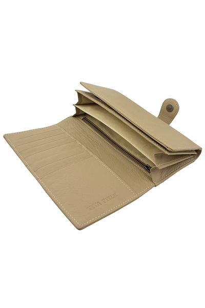 OEM Women's wallet, Tita, made of genuine leather, 19 x 10 x 3 cm, Beige - PR230