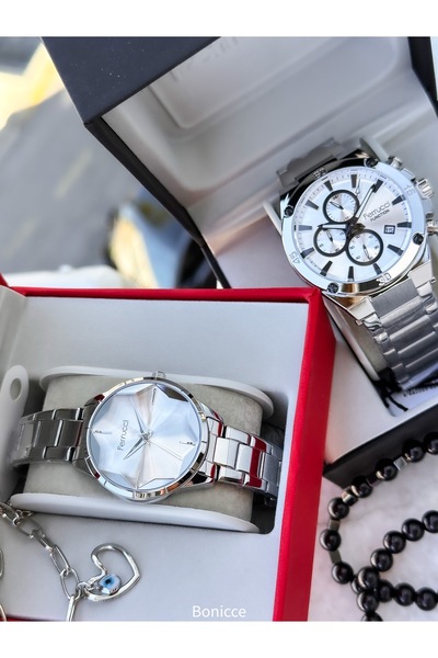 Ferrucci Brand Steel Cord,Silver Color, Lover Couple Wristwatches Rosary Bracelet