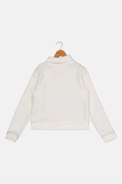 adidas Kids Girl Sportswear Fit Long Sleeve Outdoor Sweatshirt, White