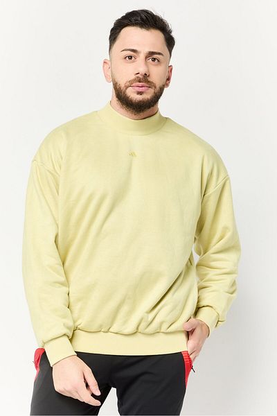 adidas Men Sportswear Fit Long Sleeve Basketball Sweatshirt, Acid Yellow
