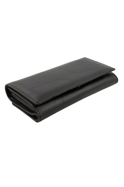 OEM Women's wallet, Tita, made of genuine leather, multiple compartments, 19 x 10 x 3.5 cm, Black - PR232