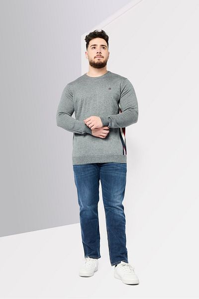 Harmont & Blaine Jeans Men Crew Neck Long Sleeve Brand Logo Sweater, Grey