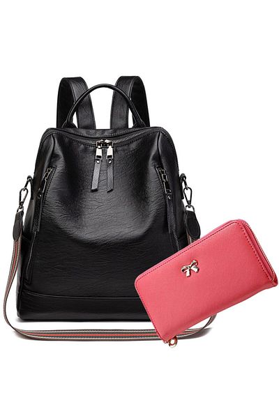 OEM Backpack Bag with Matching Wallet, Black