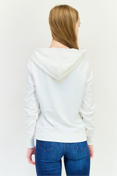Esprit Women Long Sleeves Embroidered Logo Hoodie, White