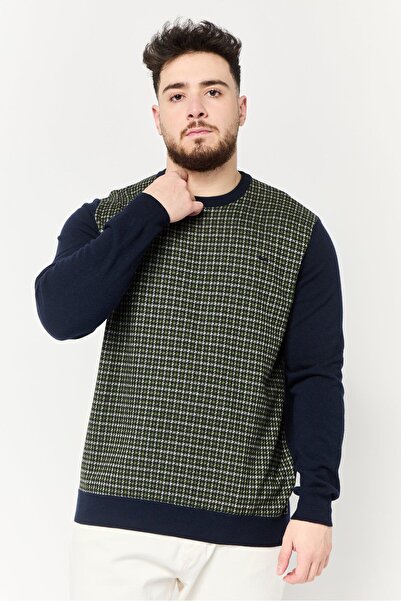 Harmont & Blaine Men Crew Neck Houndstooth Print Sweater, Multicolor