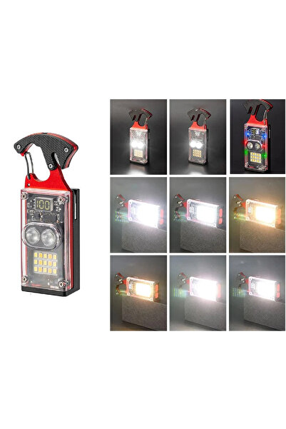 nelerbulurum ŞARJLI DİJİTAL EKRANLI ELEKTRONİK ÇAKMAK TORNAVİDA BIÇAK GÜÇLÜ BEYAZ VE SARI IŞIKLI EL FENERİ