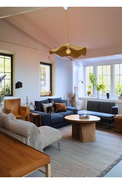 HomeTurko Chandelier Rustic Design Modern Looking Jute Wicked Chandelier Floor Lamp Home Decor Curly Design Chandelier