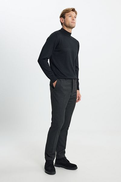 ALTINYILDIZ CLASSICS Men's Black Wool Warm Standard Fit Regular Cut Half Turtleneck Knitwear Sweater