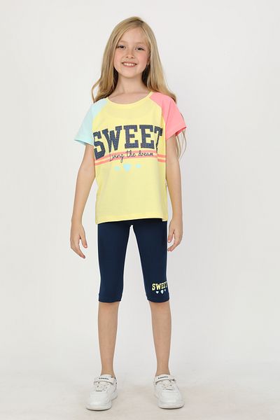e-çocuk Girl's Sweet Printed Reglan Sleeve Tights Suit - 23400