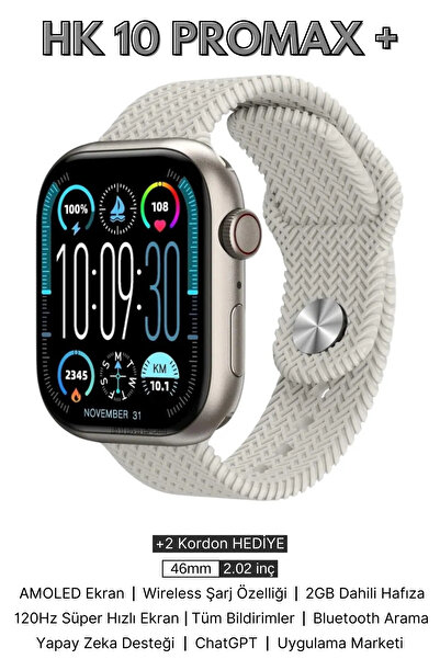 NS Store HK10 Pro Max Akıllı Saat | 2.02" AMOLED Ekran | ChatGPT Destekli | S...