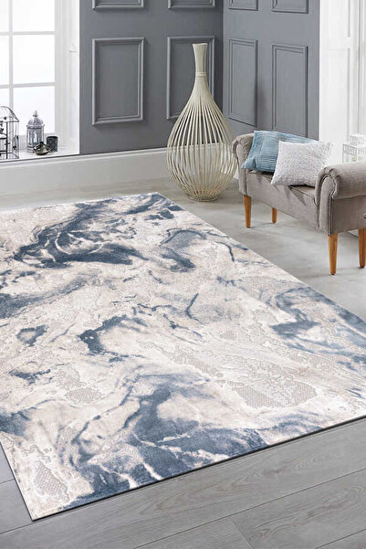 Efor Halı Bafra Mavi Halı Yumuşak Oturma Odası Salon Çocuk Odası Mutfak Halısı P1192