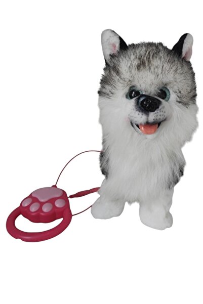 Oyuncak Fabrikası Peluş Tasmalı Yürüyen-Havlayan Husky Köpek